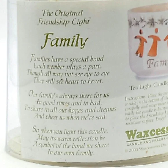 Tea light candleholder that says family with four figure cut outs! - Picture 7 of 7